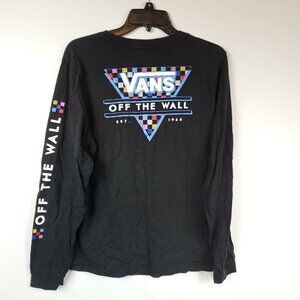 Vans Off The Wall Long Slv Black Checkered Graphic Print TShirt Sz X Large